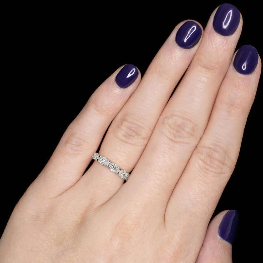 1 CARAT OVAL SHAPE DIAMOND WEDDING BAND EAST WEST RING HALF ETERNITY STACKING