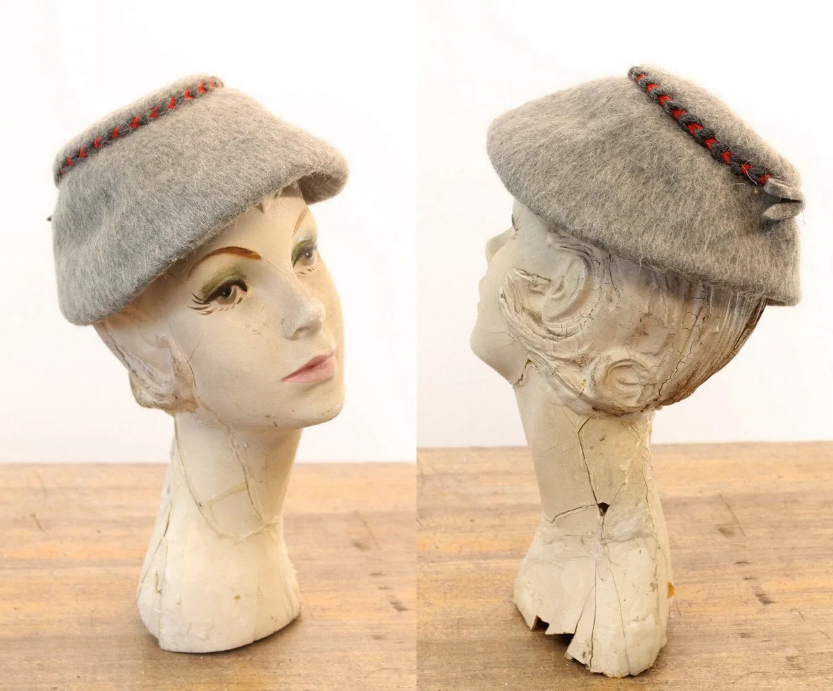 1940s mohair hat braided trim | new fall