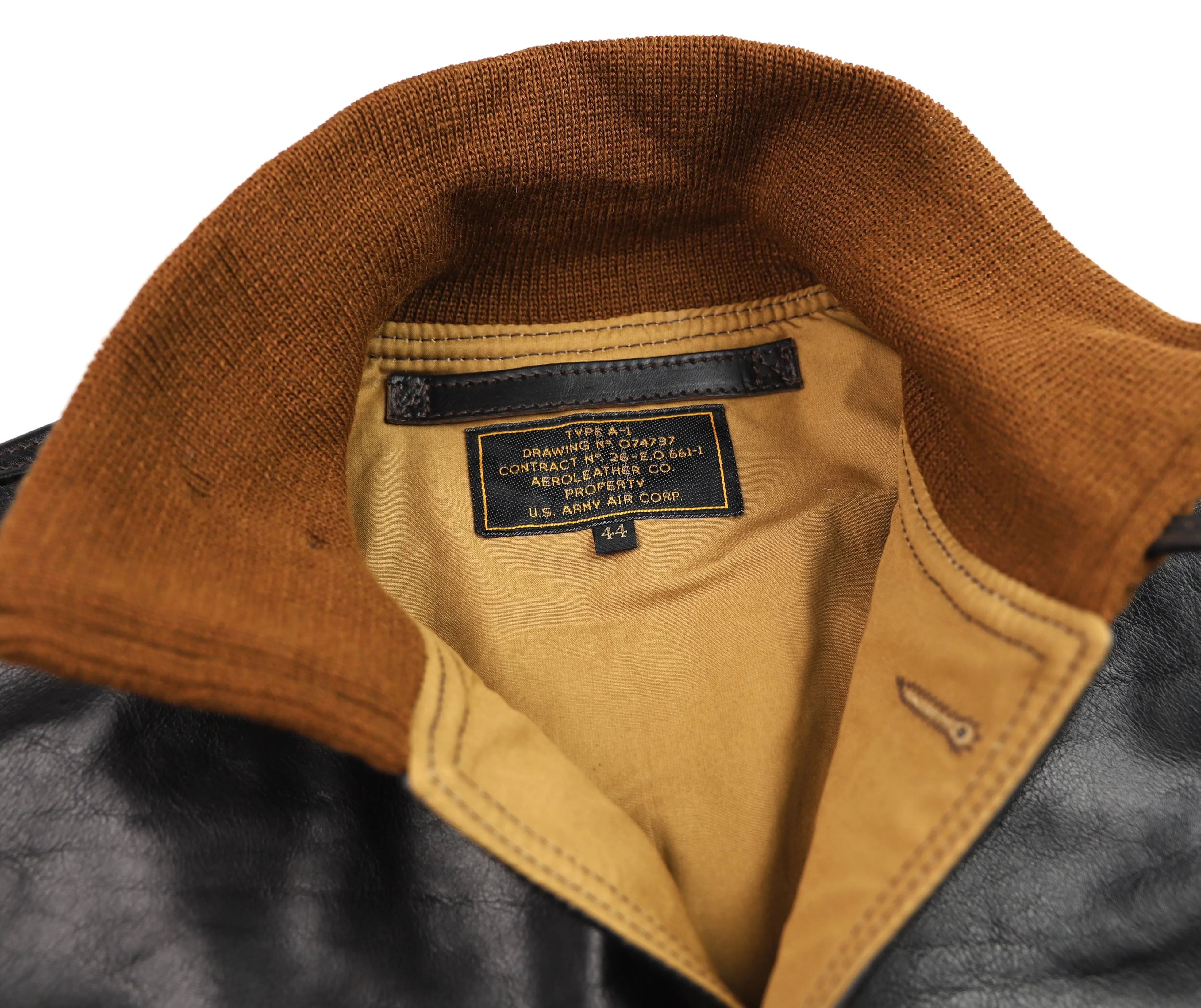 Aero A-1 Military Flight Jacket, size 44, Blackened Brown Vicenza Horsehide