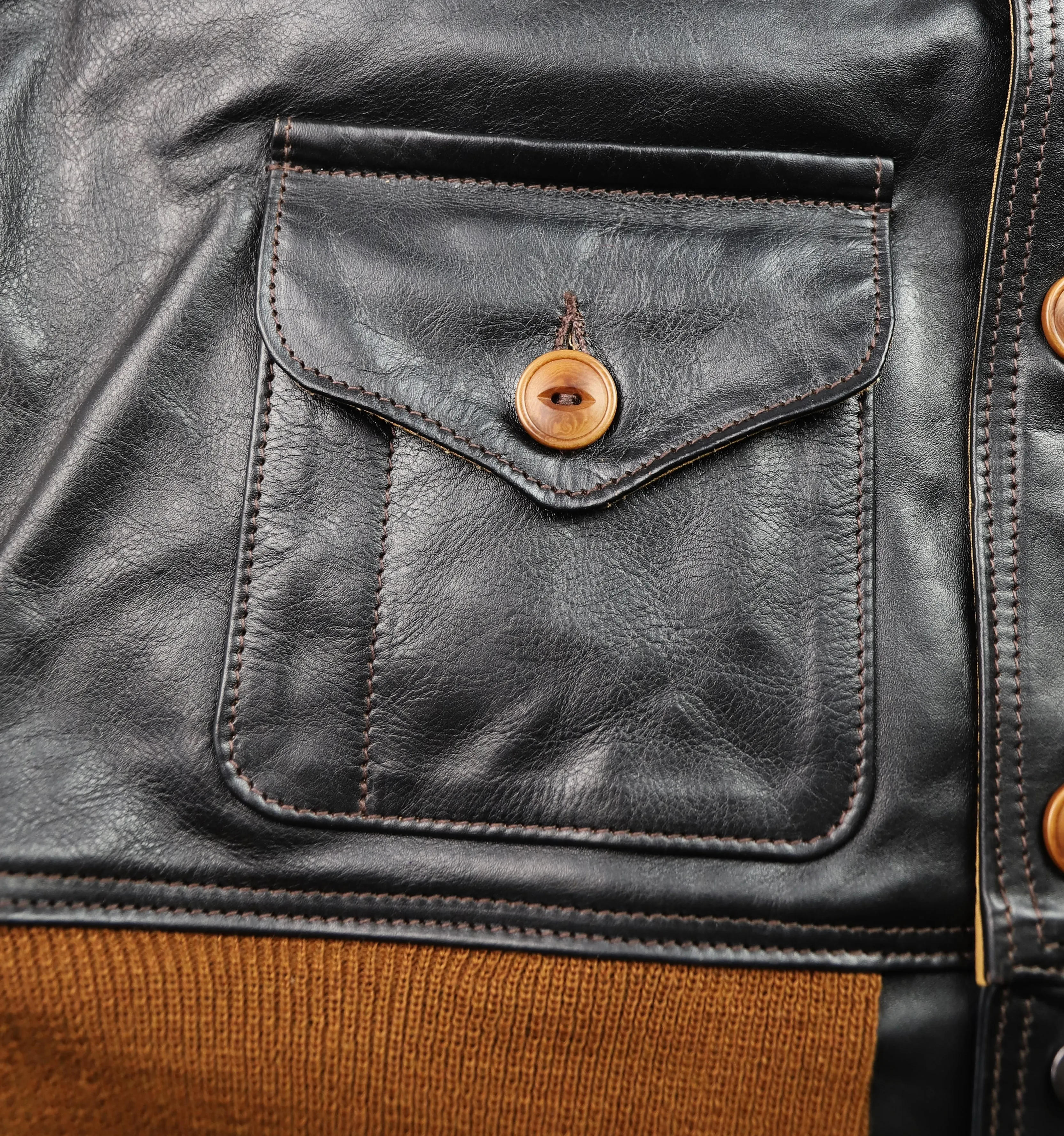 Aero A-1 Military Flight Jacket, size 44, Blackened Brown Vicenza Horsehide