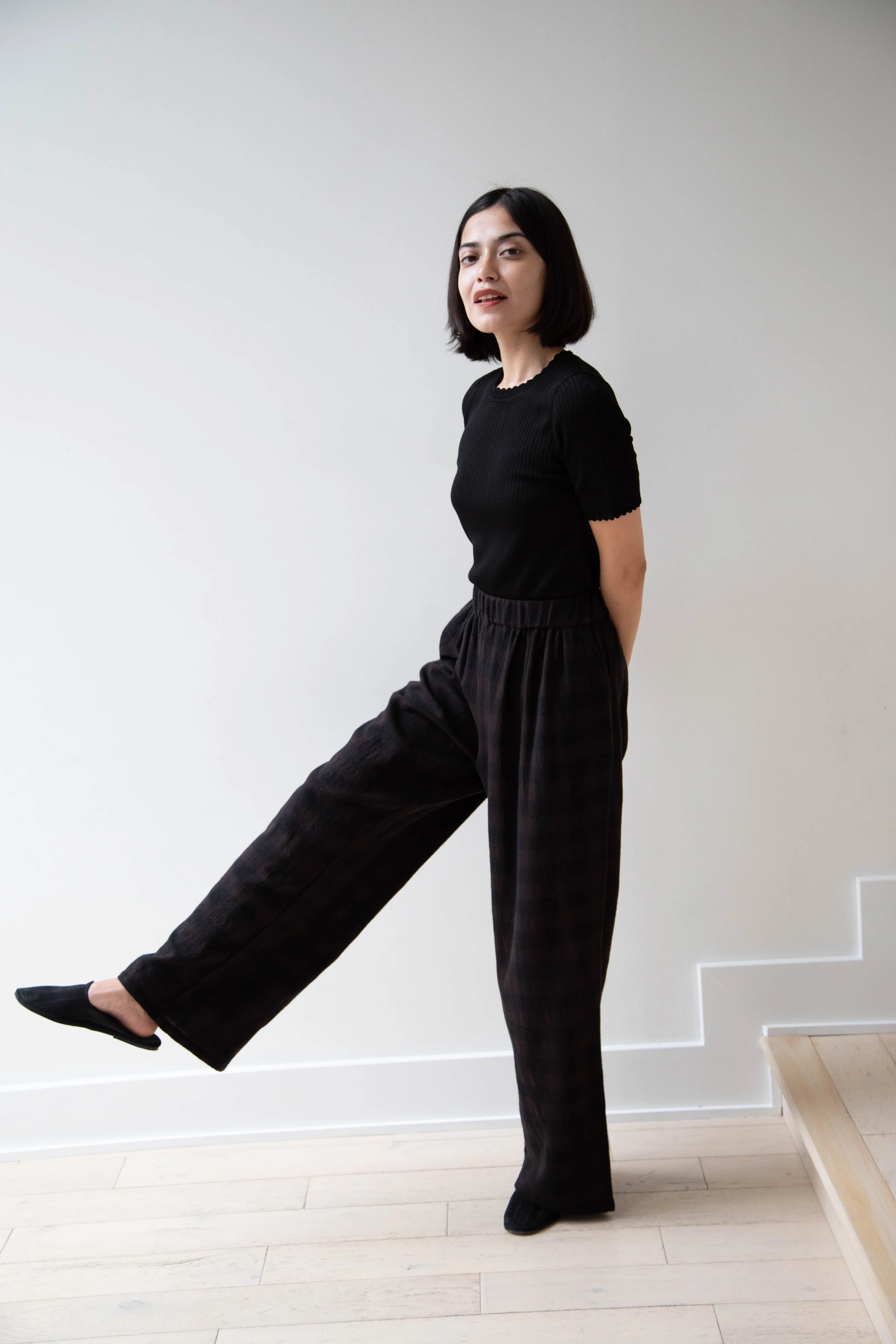 Apuntob | Long Trousers in Checked Wool