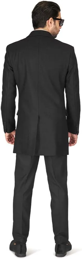 AZAR MAN Slim Fit Modern Wool Overcoat 3 Button Notch Lapel Top Trench Coat