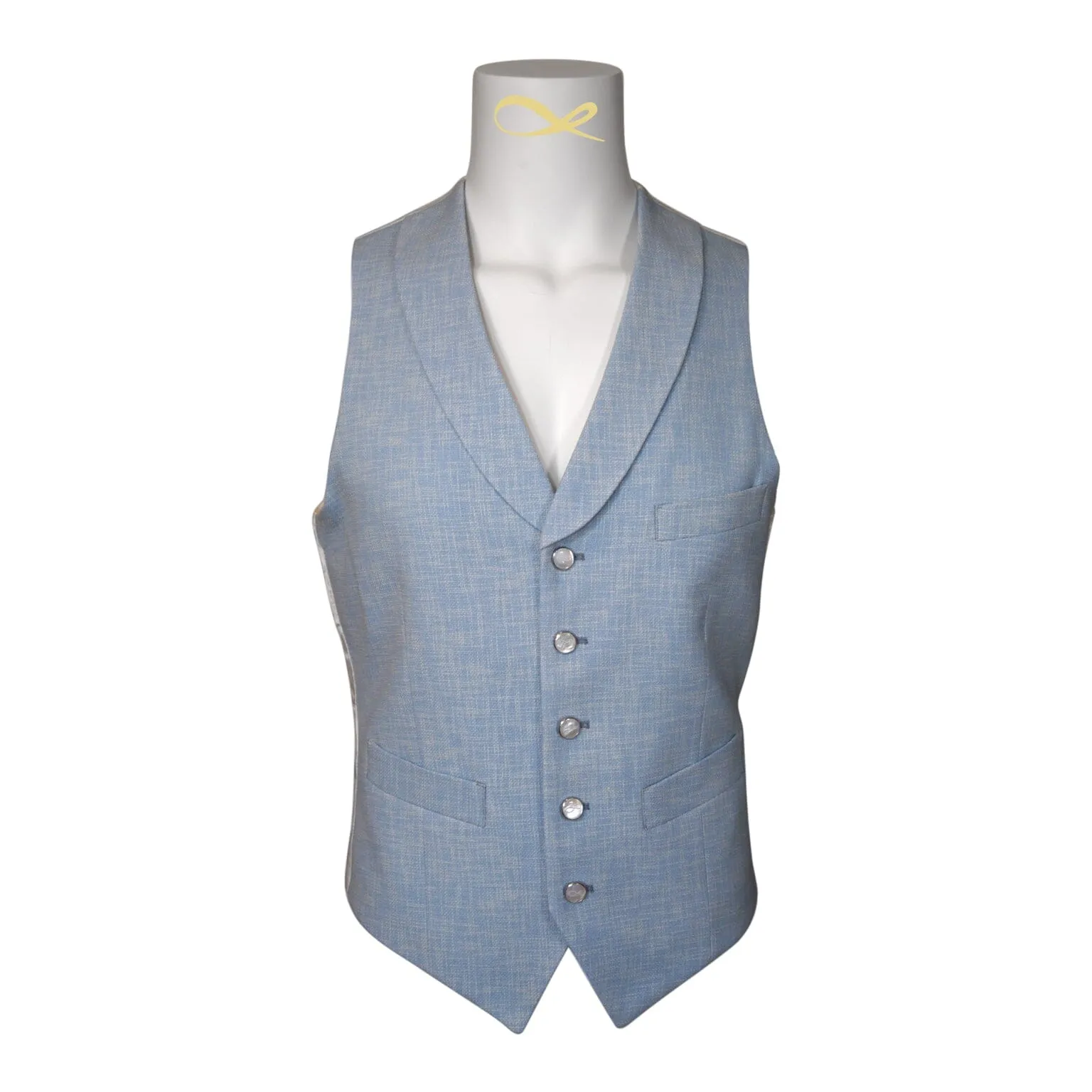 Baby Blu Lino Tweed Ciottoli Waistcoat