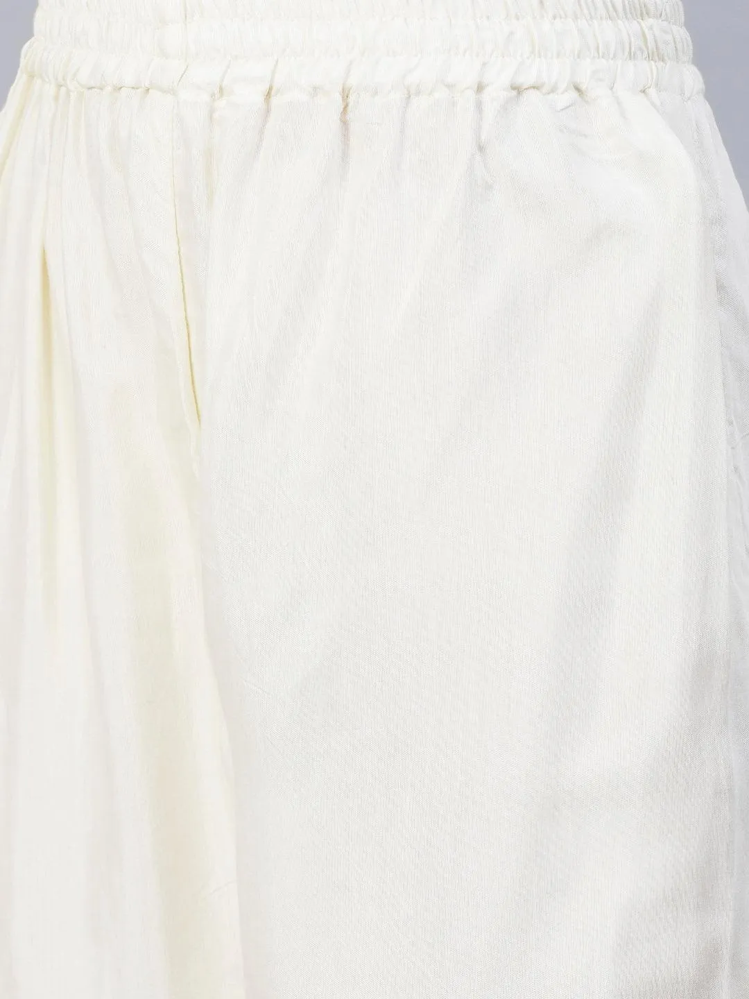 Barfi Printed Zari Embroidered Kurta With Pants & Dupatta - Off White