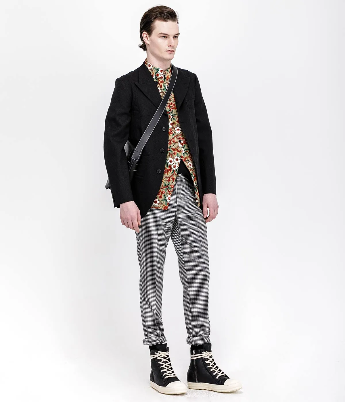 Black Gingham Check Pants