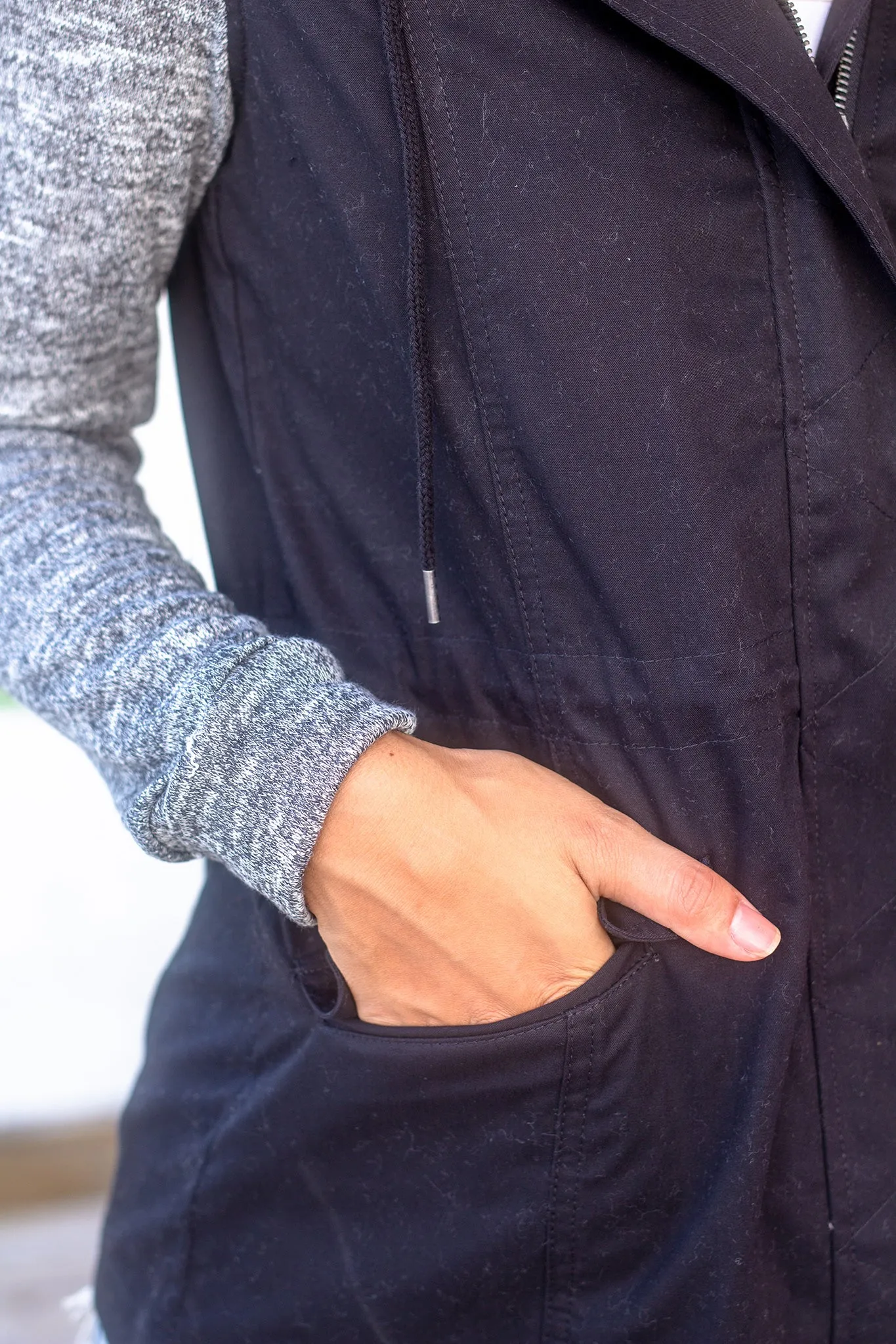 Black Jacket with Gray Hood and Sleeves
