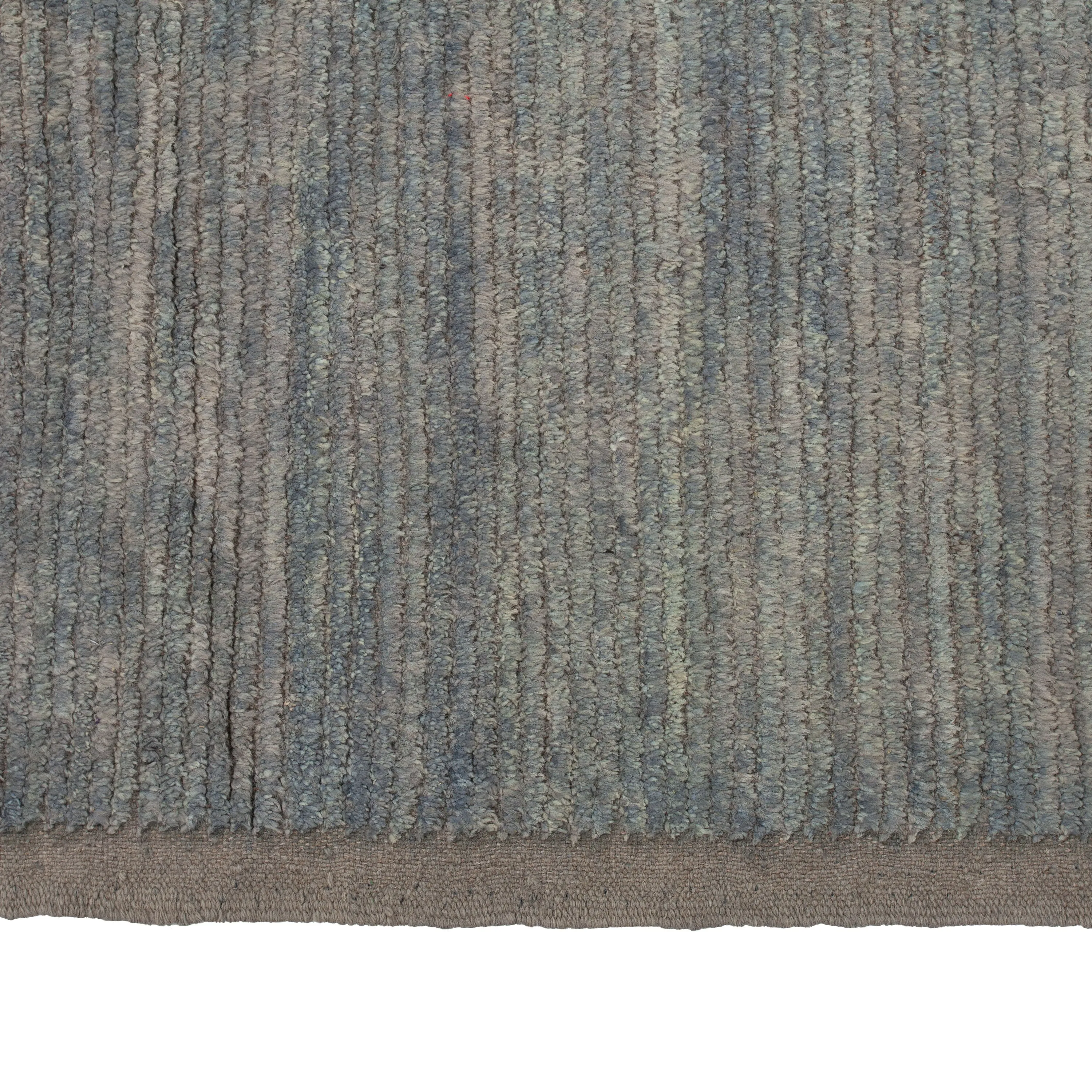 Blue Zameen Solid Modern Wool Rug - 9'6" x 11'10"