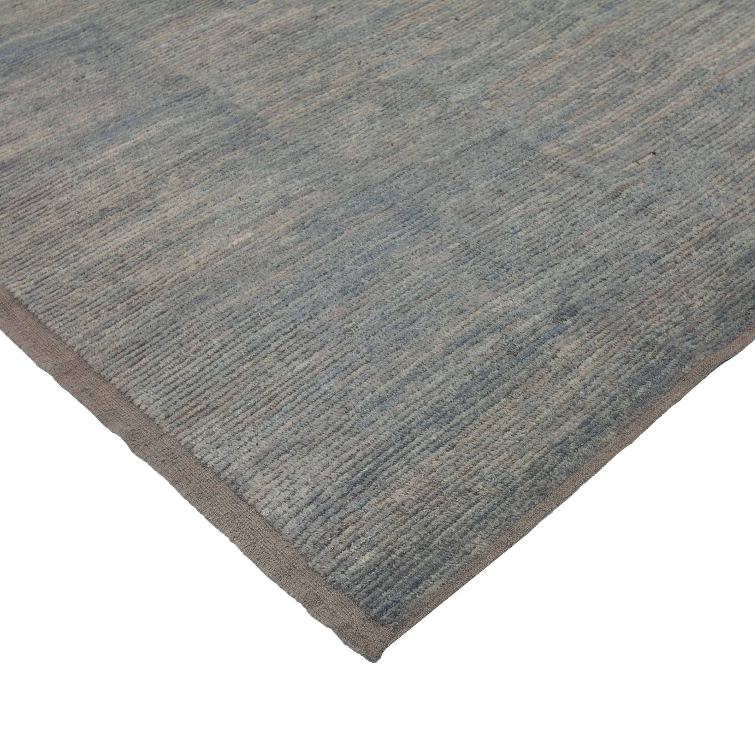 Blue Zameen Solid Modern Wool Rug - 9'6" x 11'10"