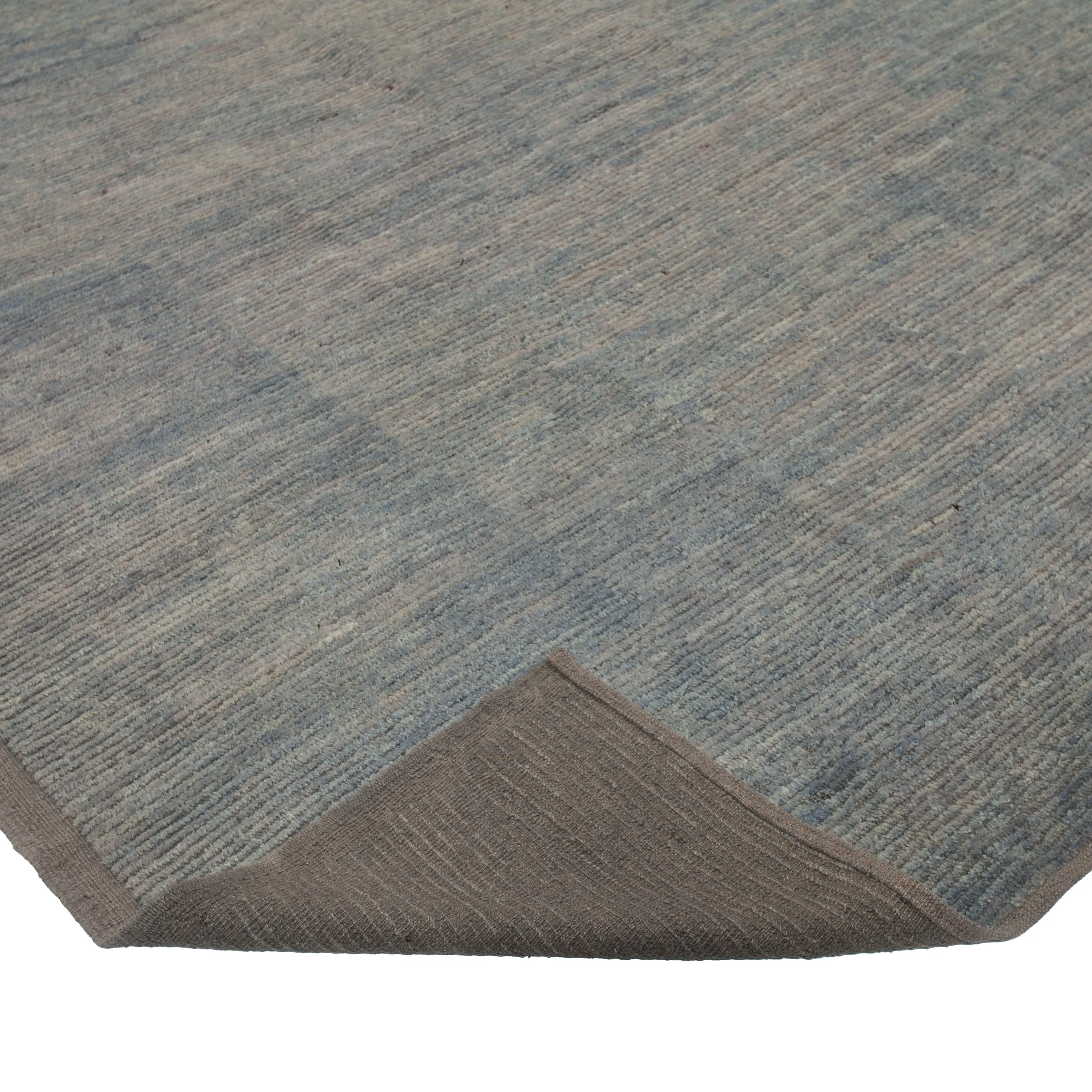 Blue Zameen Solid Modern Wool Rug - 9'6" x 11'10"