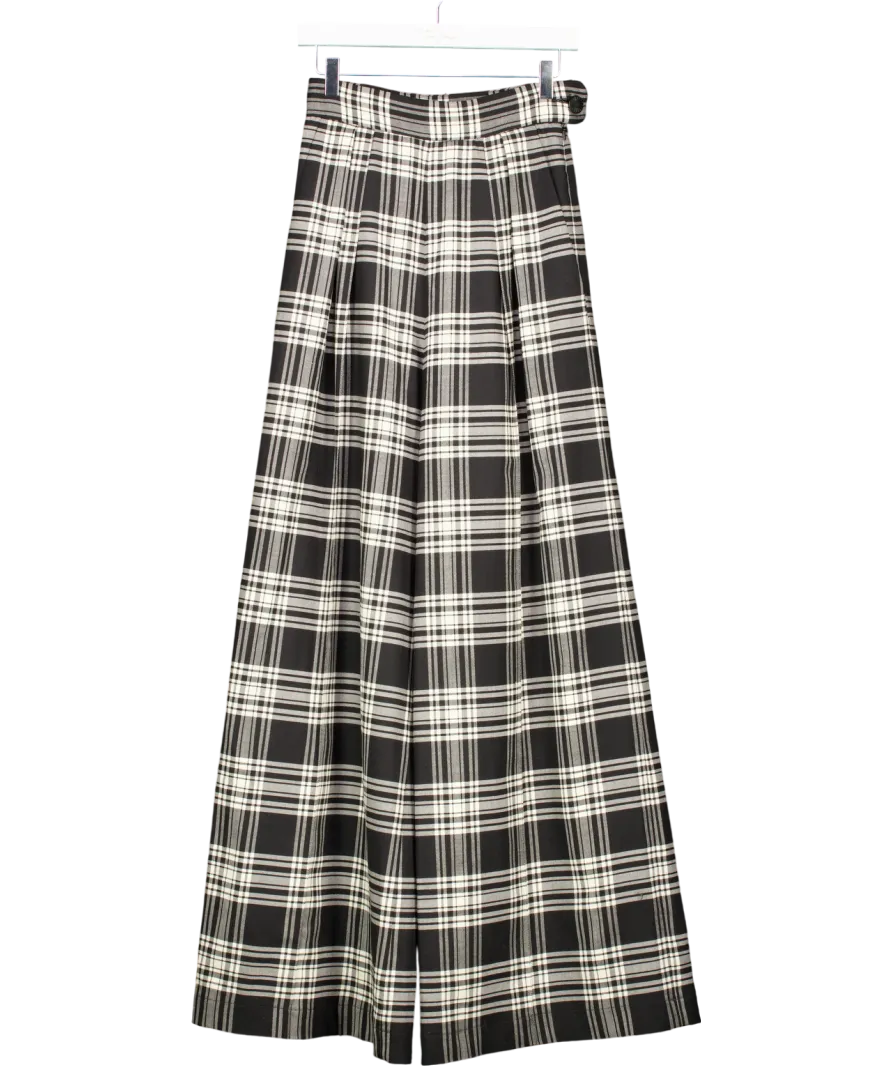 Brogger Black Wide Leg Checked Trousers UK 8