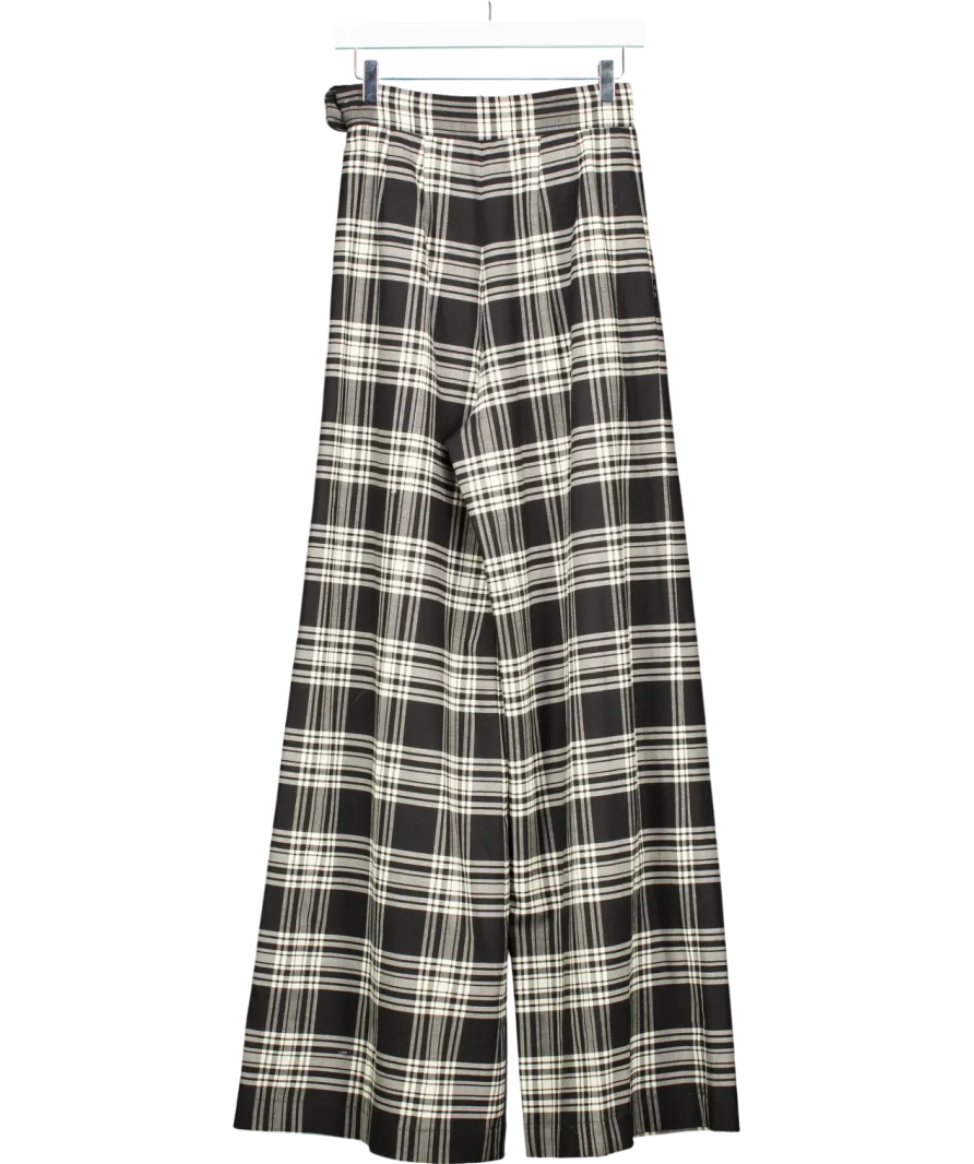 Brogger Black Wide Leg Checked Trousers UK 8