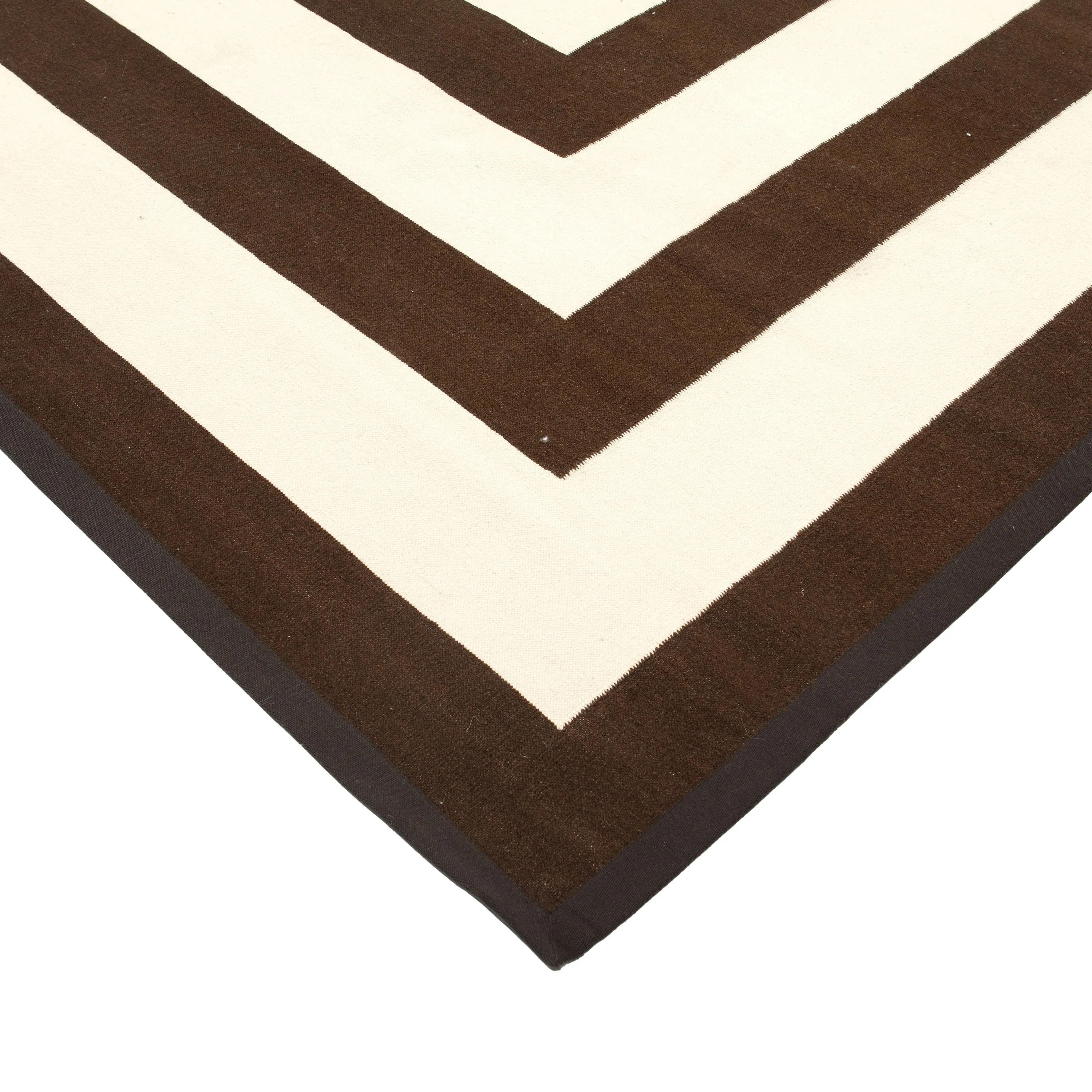 Brown & Ivory Flatweave Wool Rug - 10'3" X 15'9"