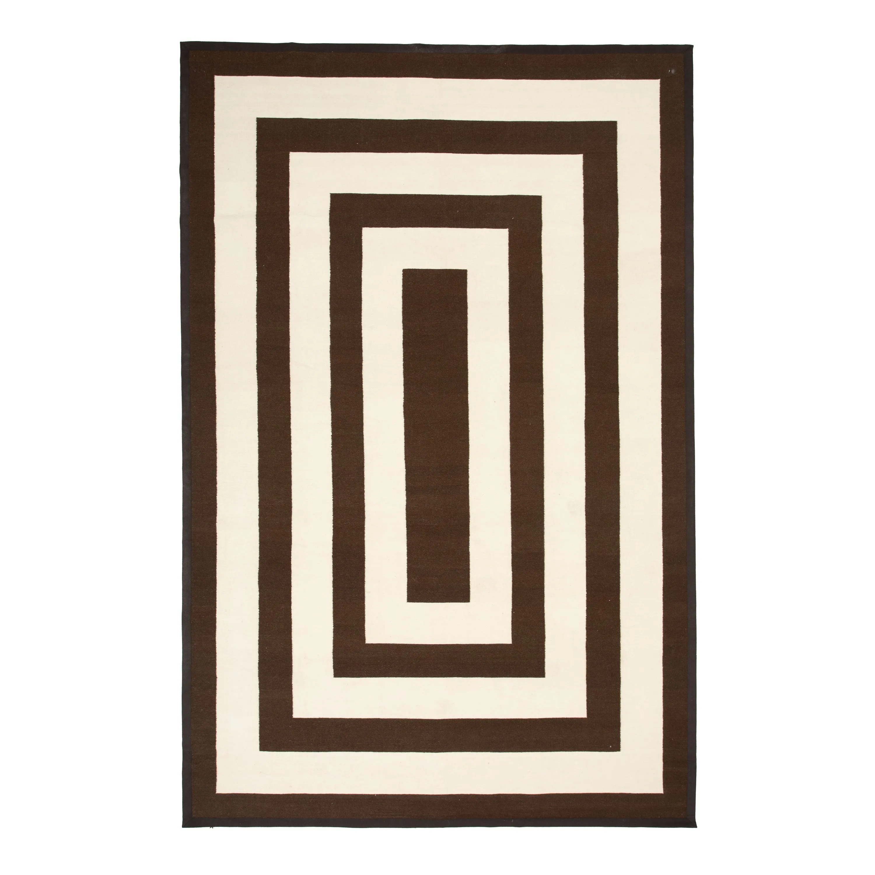 Brown & Ivory Flatweave Wool Rug - 10'3" X 15'9"