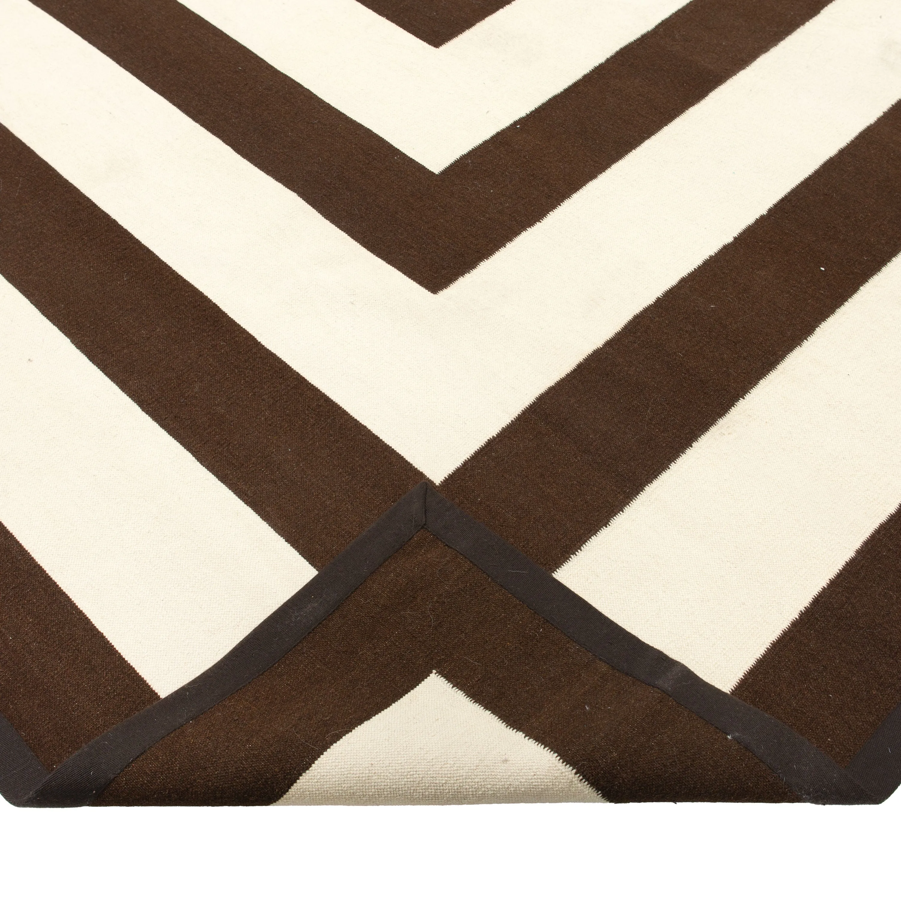 Brown & Ivory Flatweave Wool Rug - 10'3" X 15'9"