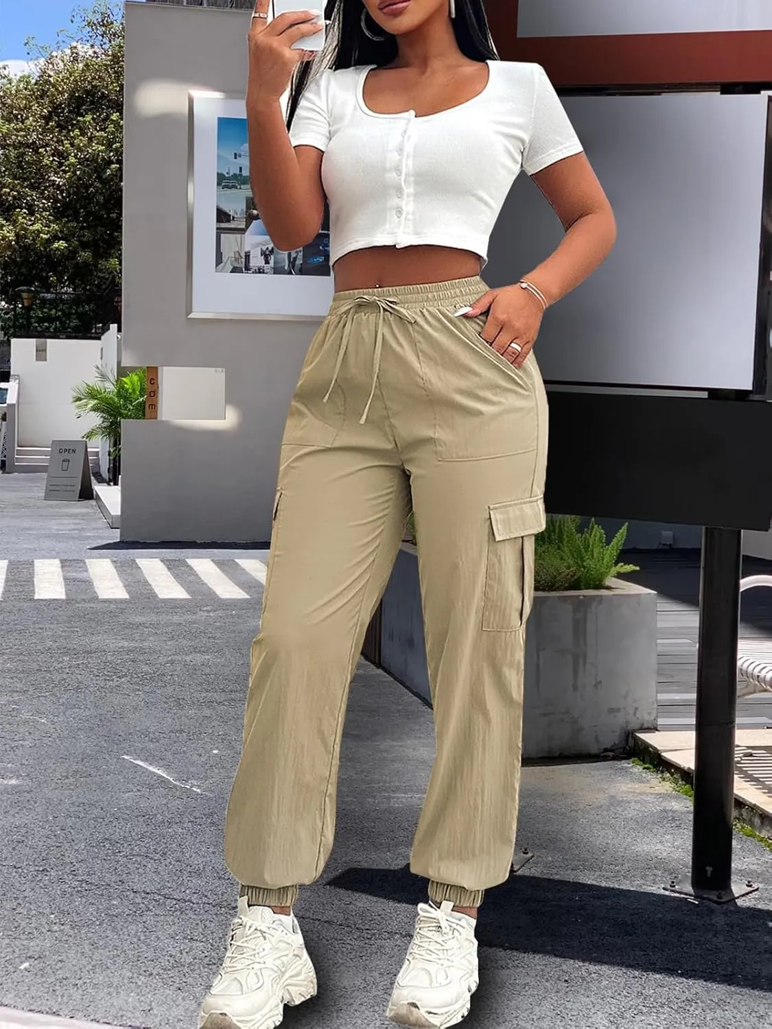 Cargo Pants Women Lightweight Joggers Quick Dry Summer Hiking Pants with Pockets