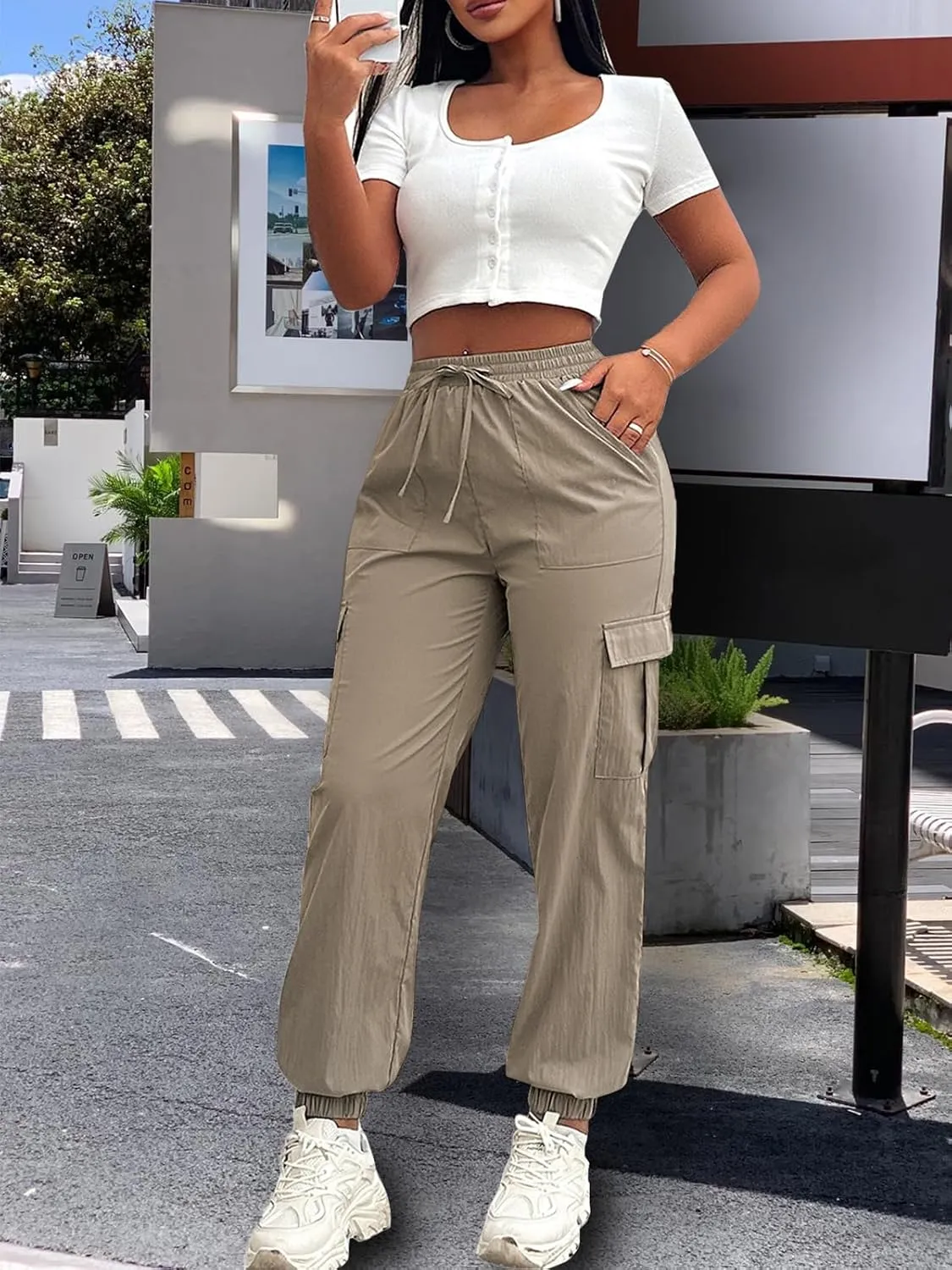 Cargo Pants Women Lightweight Joggers Quick Dry Summer Hiking Pants with Pockets