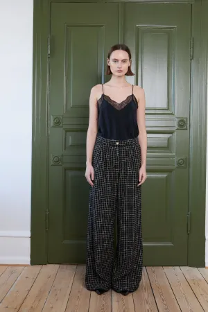 Checked bouclé pants - Black/White Check