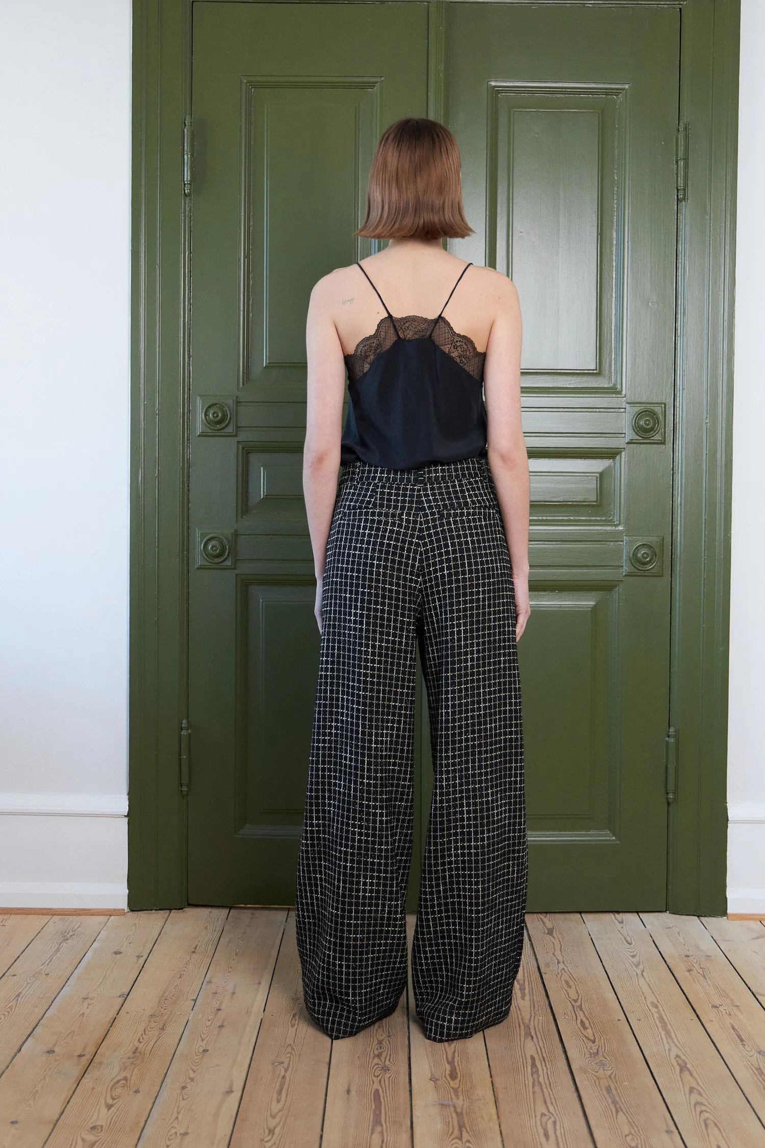 Checked bouclé pants - Black/White Check