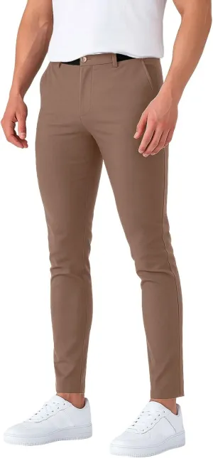 Chinos Pants Men Classic Flat Front Slim Fit Dress Pants Stretch Flex Lightweight Work Pants with Pockets Dress Slack