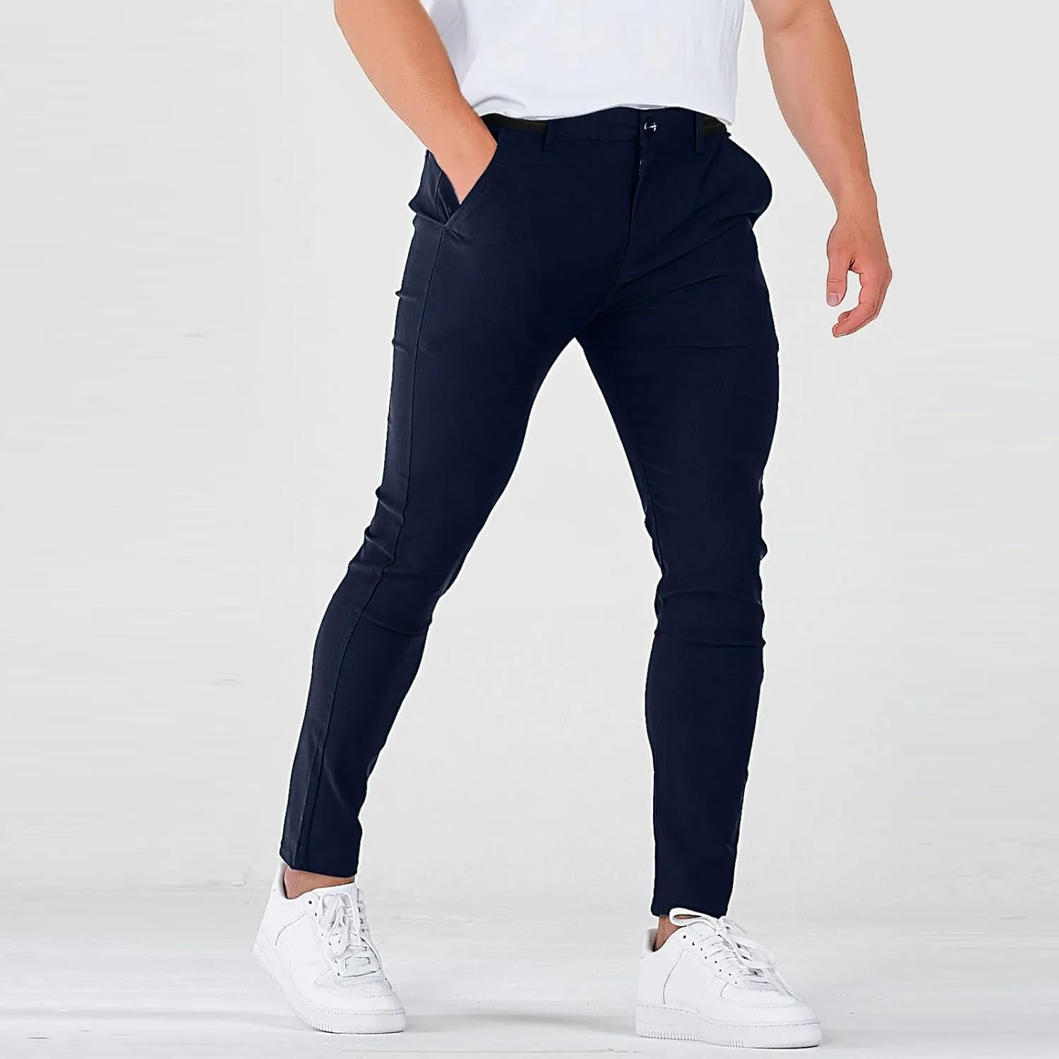 Chinos Pants Men Classic Flat Front Slim Fit Dress Pants Stretch Flex Lightweight Work Pants with Pockets Dress Slack