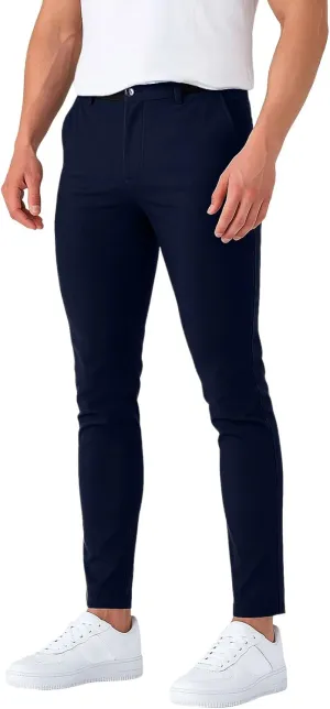 Chinos Pants Men Classic Flat Front Slim Fit Dress Pants Stretch Flex Lightweight Work Pants with Pockets Dress Slack