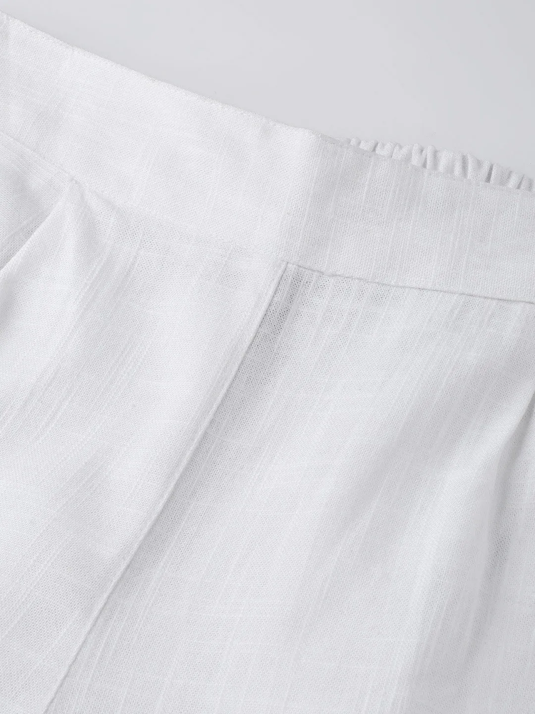 Cotton White Straight Cut Trouser