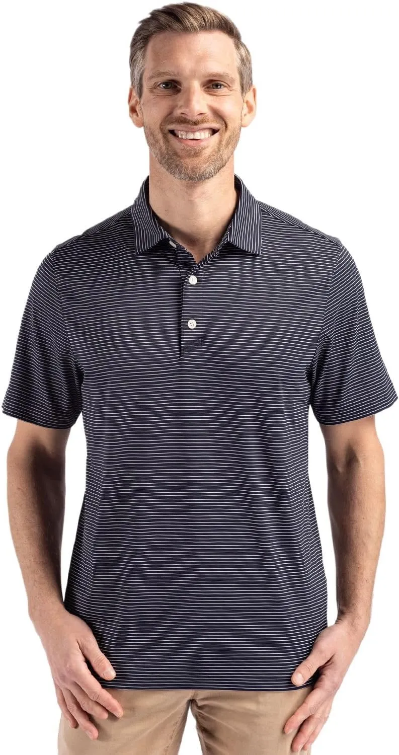 Cutter & Buck Forge Eco Fine Line Stripe Stretch Recycled Mens Polo