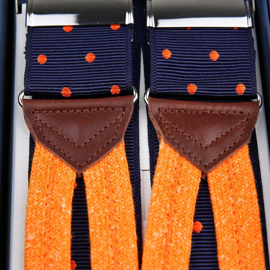Dotted Barathea Braces - Navy / Orange