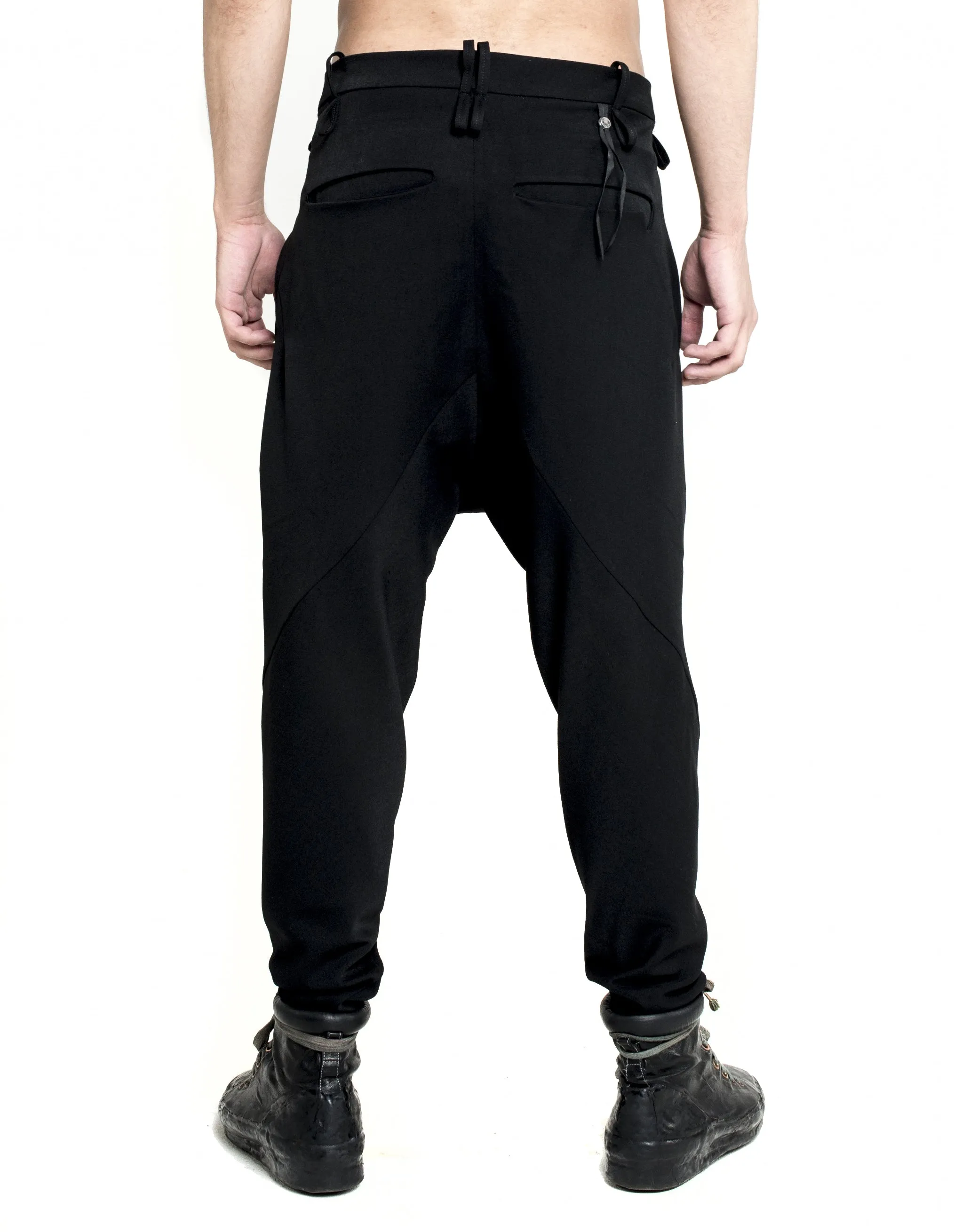 Dropped-Crotch Wool Pants