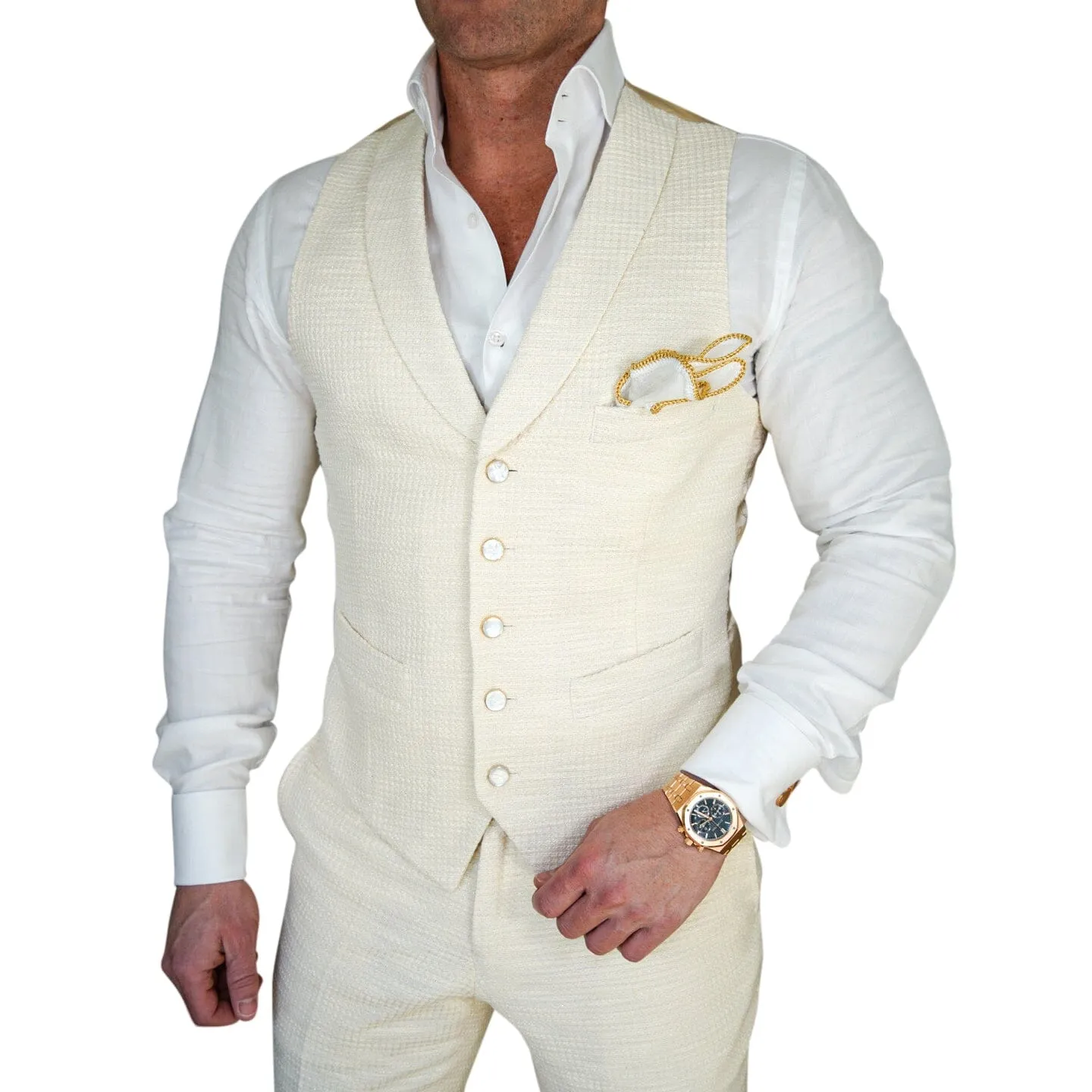 Elettro Waffle Tweed Ciottoli Waistcoat