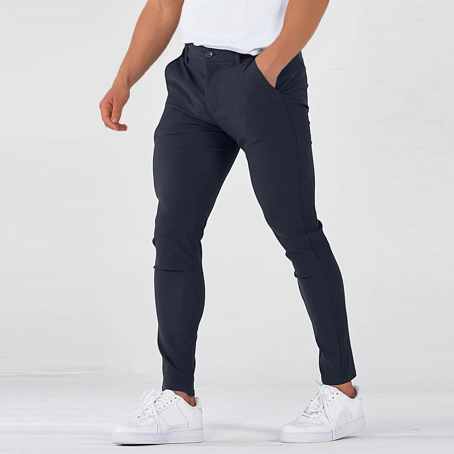 Golf Joggers Pants Men Petite Stretchy Slim Fit Dress Pants Quick Dry Elastic Waist Pull On Work Pants with Pockets