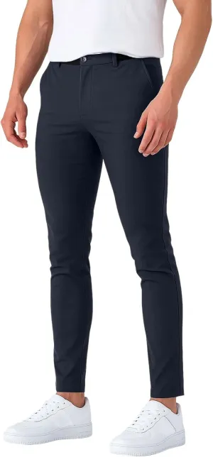Golf Joggers Pants Men Petite Stretchy Slim Fit Dress Pants Quick Dry Elastic Waist Pull On Work Pants with Pockets