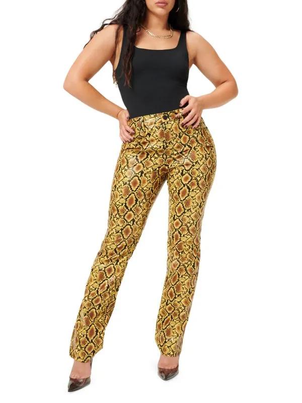 Good 90's icon faux snakeskin trousers GOOD AMERICAN Golden snake