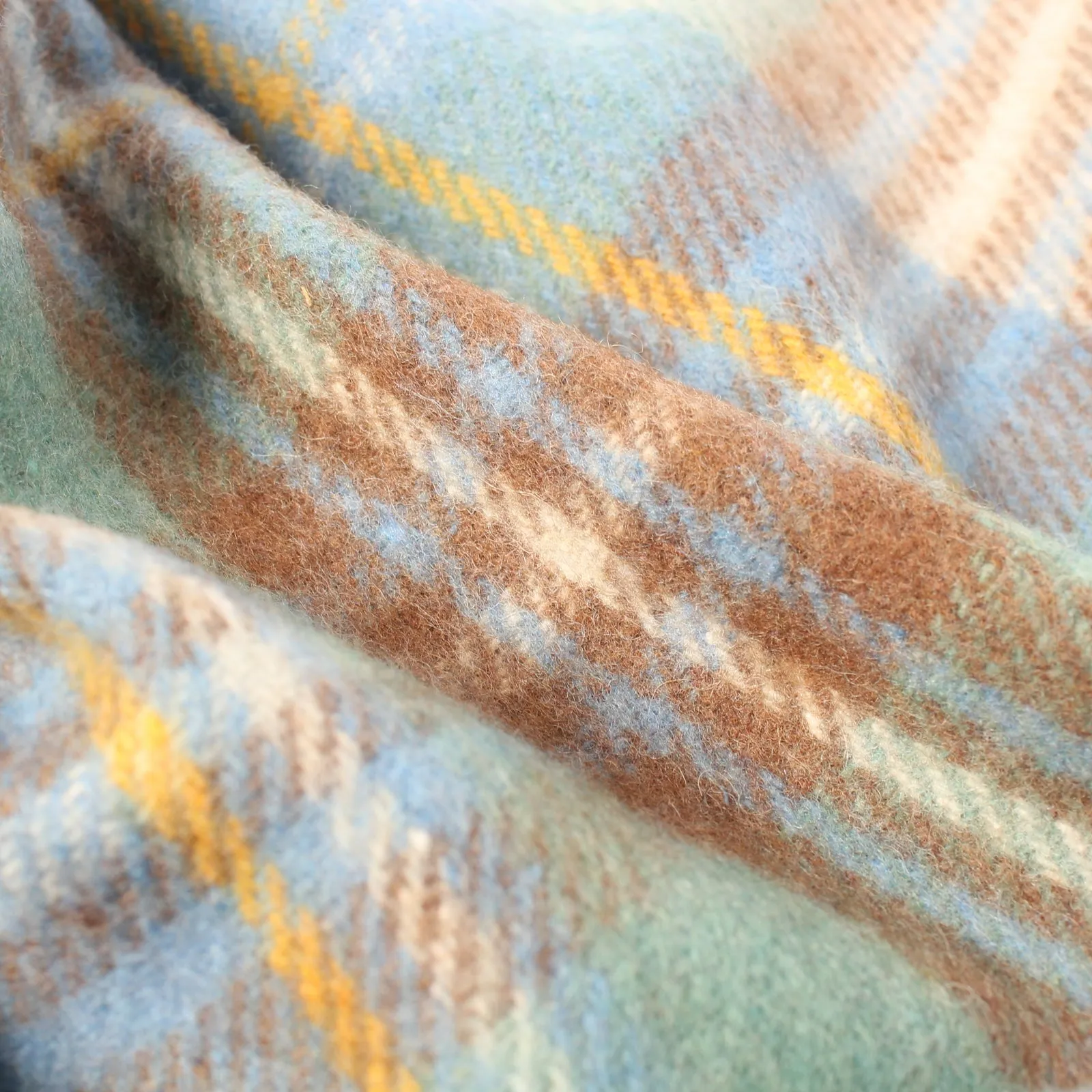 Highland Wool Blend Tartan Blanket Throw Stewart Muted Blue