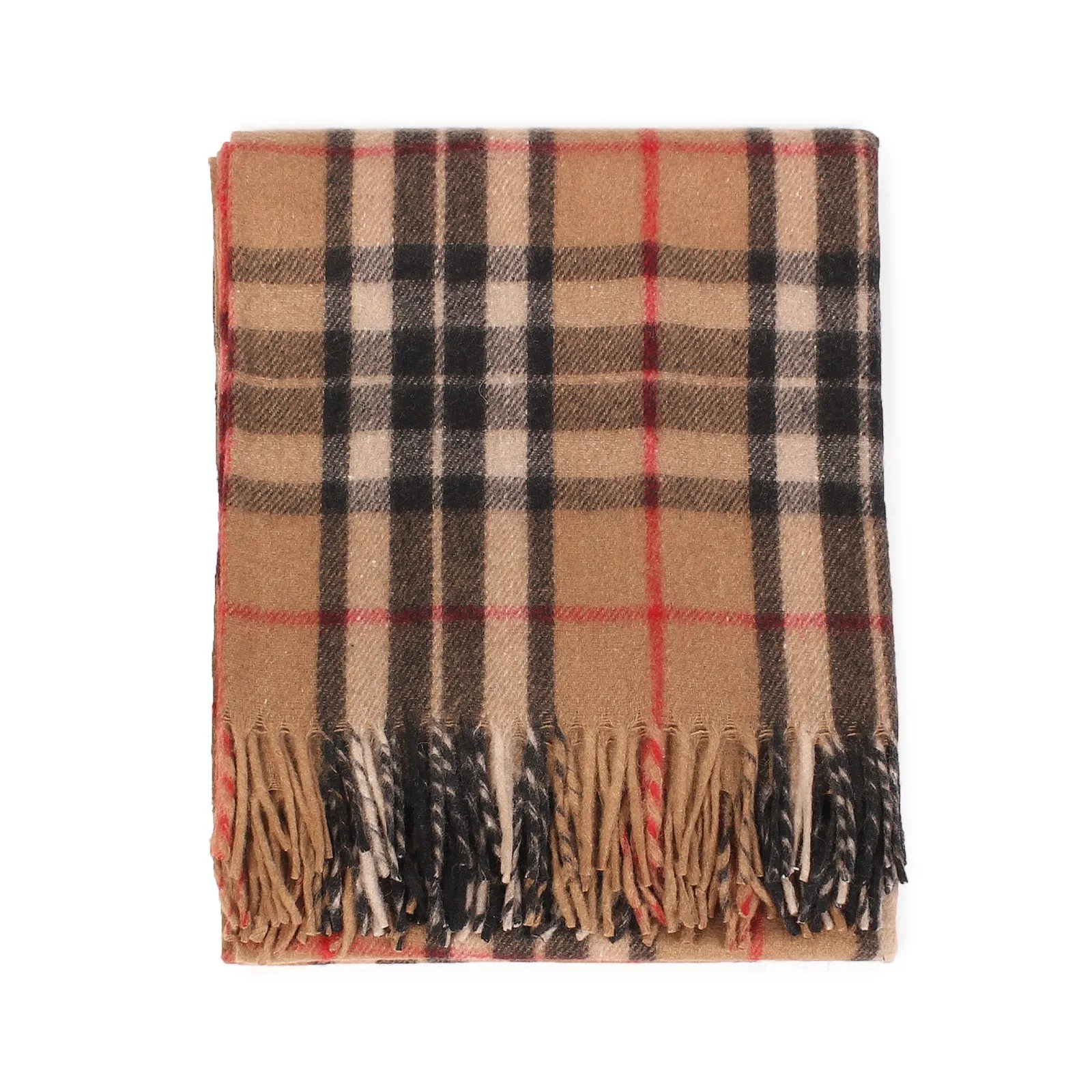 Highland Wool Blend Tartan Blanket Throw Thomson Camel