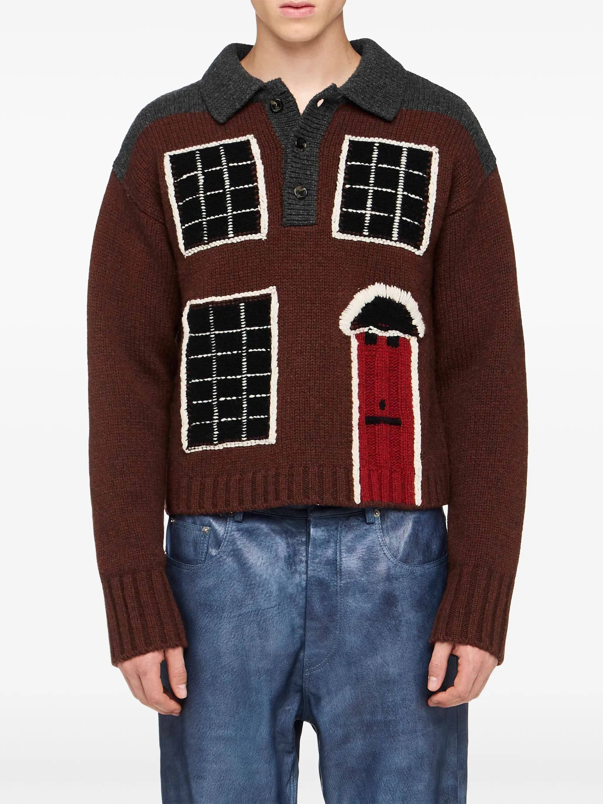House Polo Jumper - Dark Brown