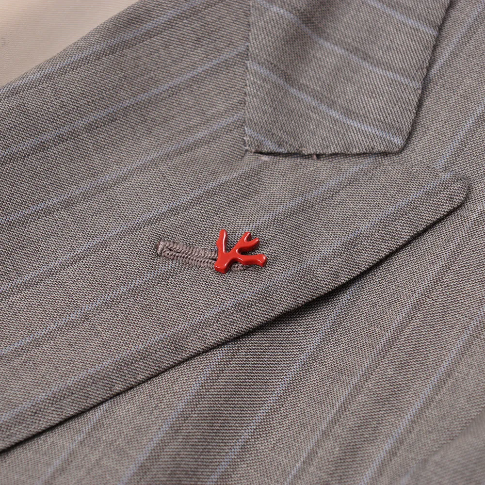 Isaia Dove Gray Stripe 140s Wool Suit