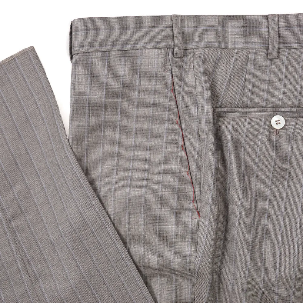 Isaia Dove Gray Stripe 140s Wool Suit