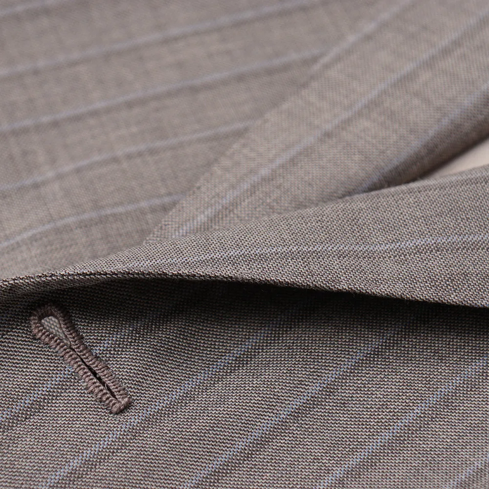Isaia Dove Gray Stripe 140s Wool Suit