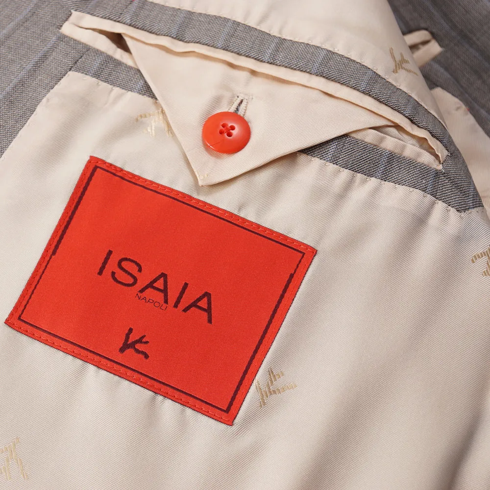 Isaia Dove Gray Stripe 140s Wool Suit
