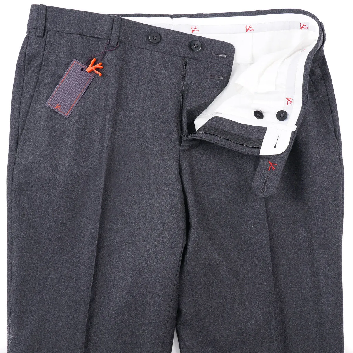 Isaia Slim-Fit Flannel Wool Pants