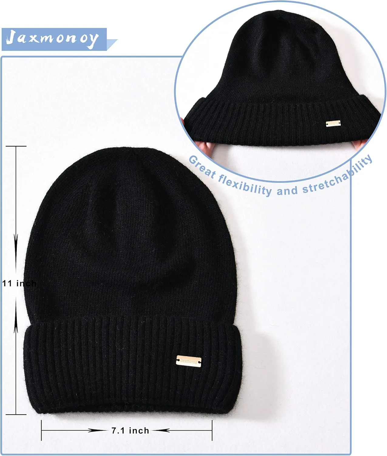 jaxmonoy Slouchy Beanies for Women Winter Lightweight Ladies Knit Hat Cuffed Soft Warm Slouch Beanie Cap - Brown