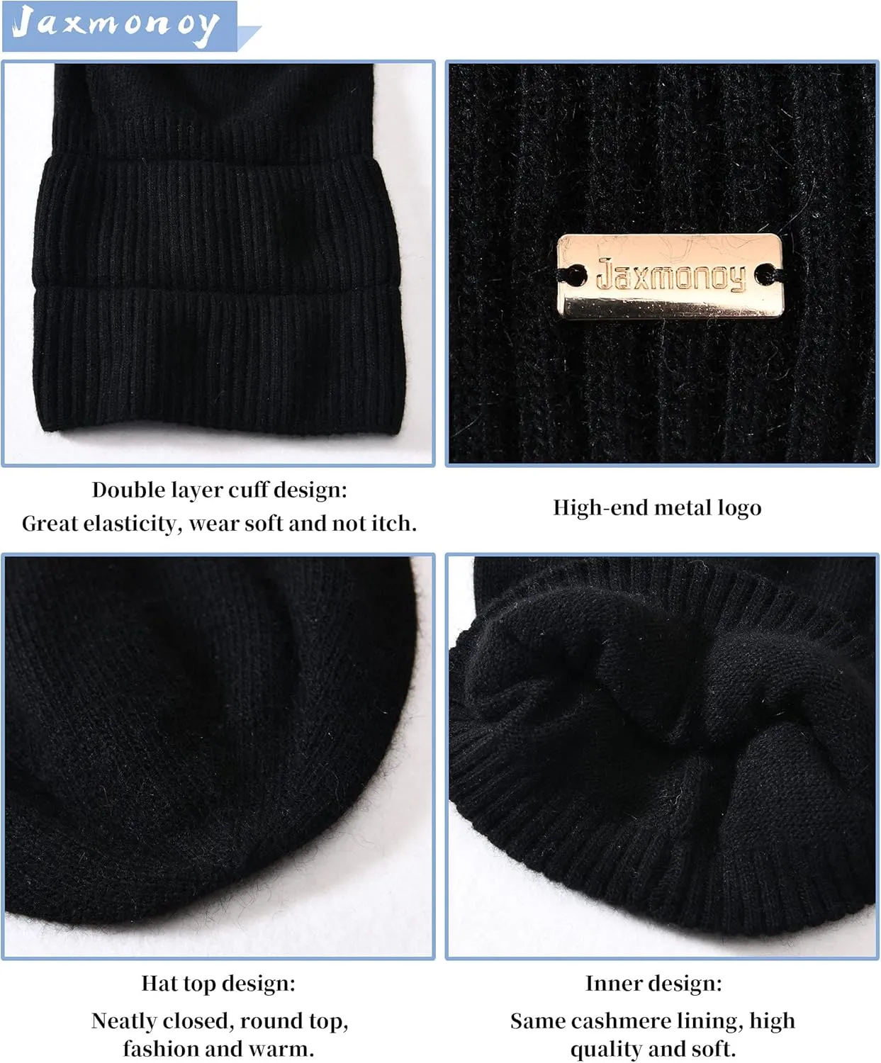 jaxmonoy Slouchy Beanies for Women Winter Lightweight Ladies Knit Hat Cuffed Soft Warm Slouch Beanie Cap - Brown