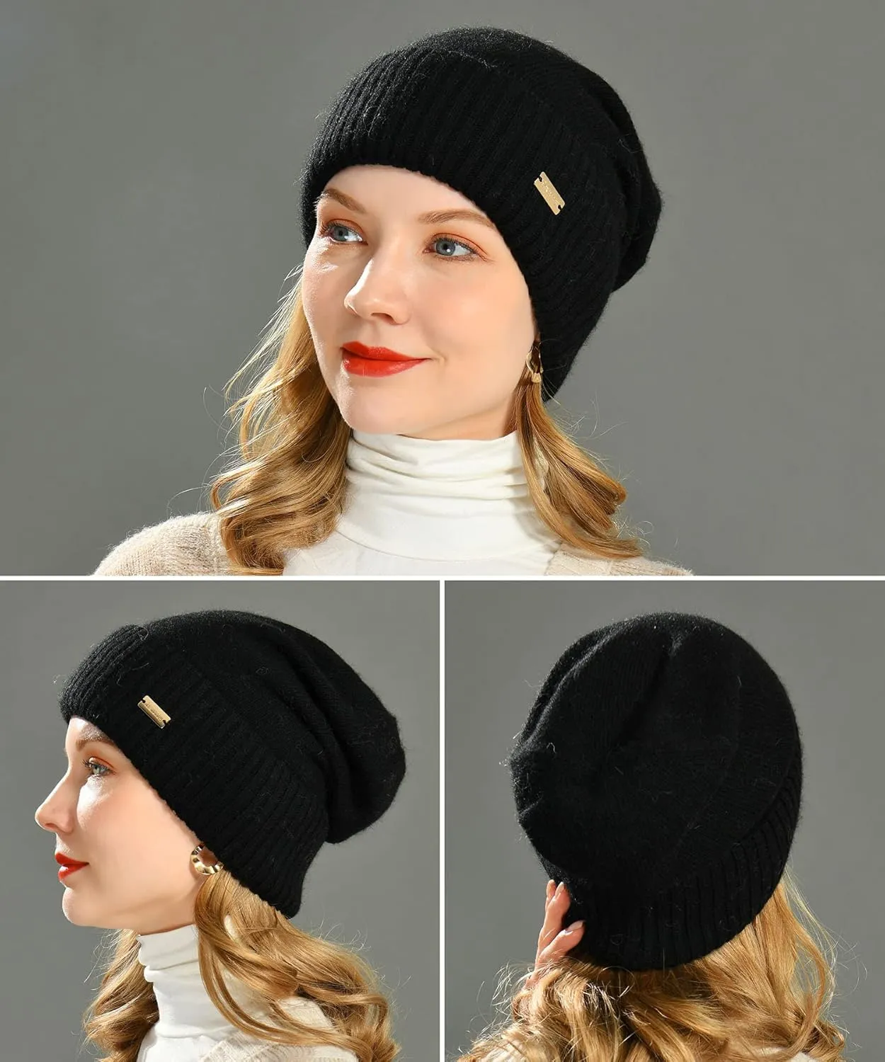 jaxmonoy Slouchy Beanies for Women Winter Lightweight Ladies Knit Hat Cuffed Soft Warm Slouch Beanie Cap - Brown