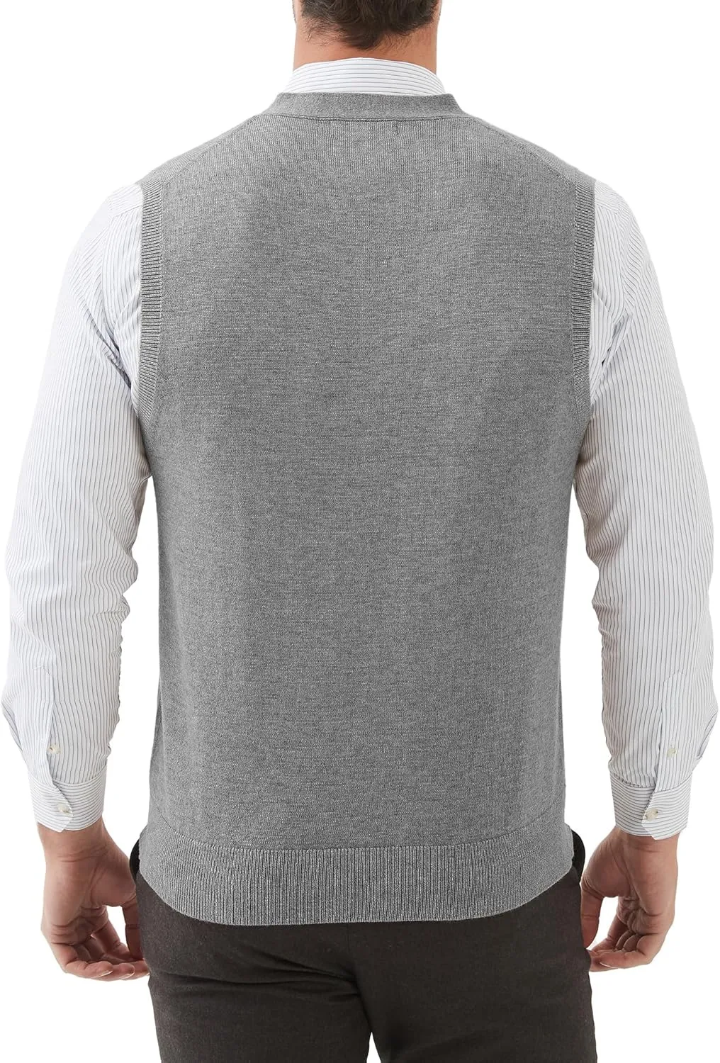 Kallspin Men's Sweater Vest Wool Blend V-Neck Button Sleeveless Cardigan Vest Sweater