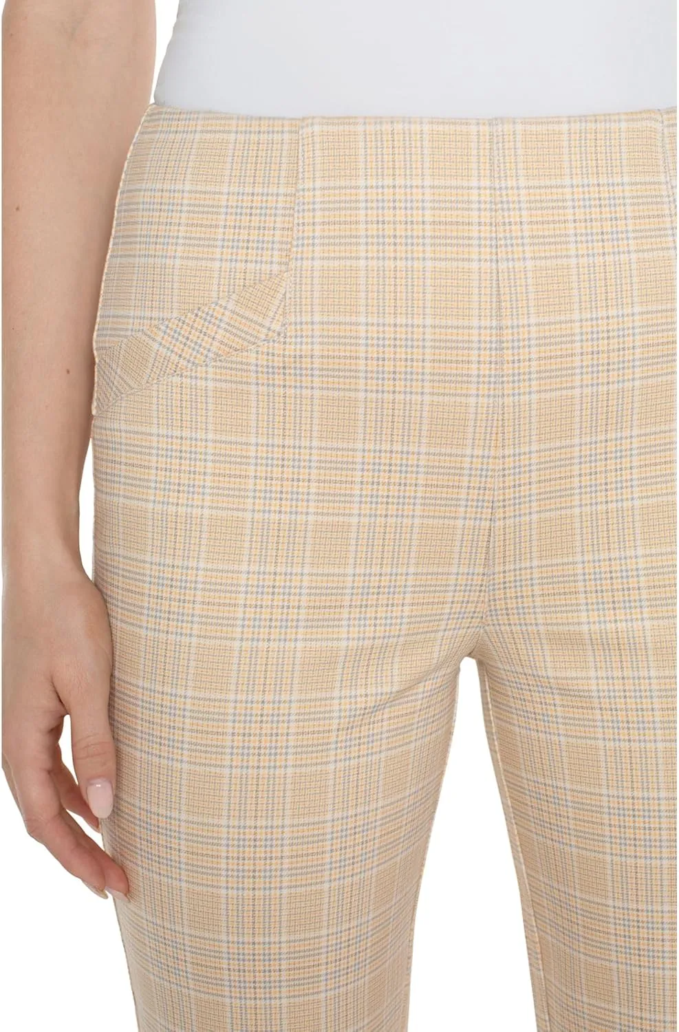 Liverpool Women's Stella Mid Rise Kick Flare Glen Plaid Printed Ponte
