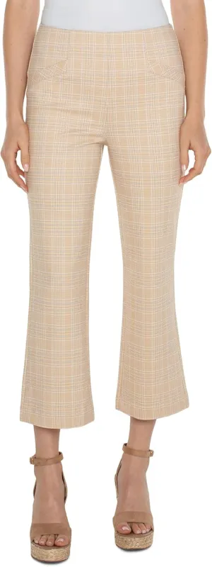 Liverpool Women's Stella Mid Rise Kick Flare Glen Plaid Printed Ponte