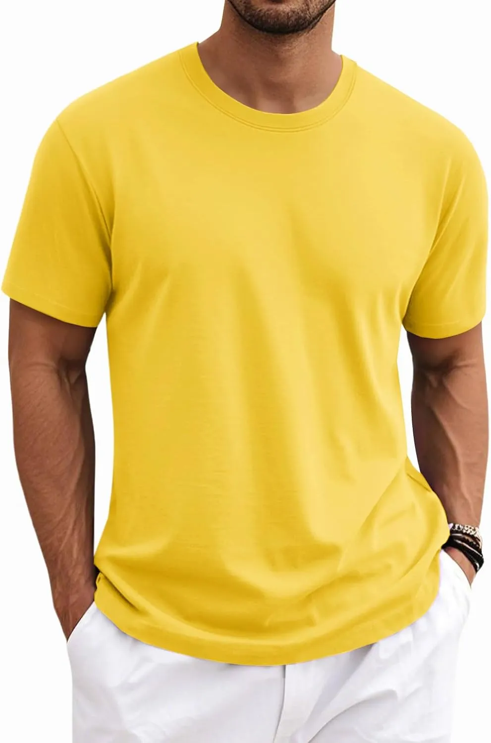 MAGNIVIT Men's Shirts Short Sleeve Cotton T-Shirt Crew Neck Light Tees Classic Basic Casual Tops Plain Soft Shirt