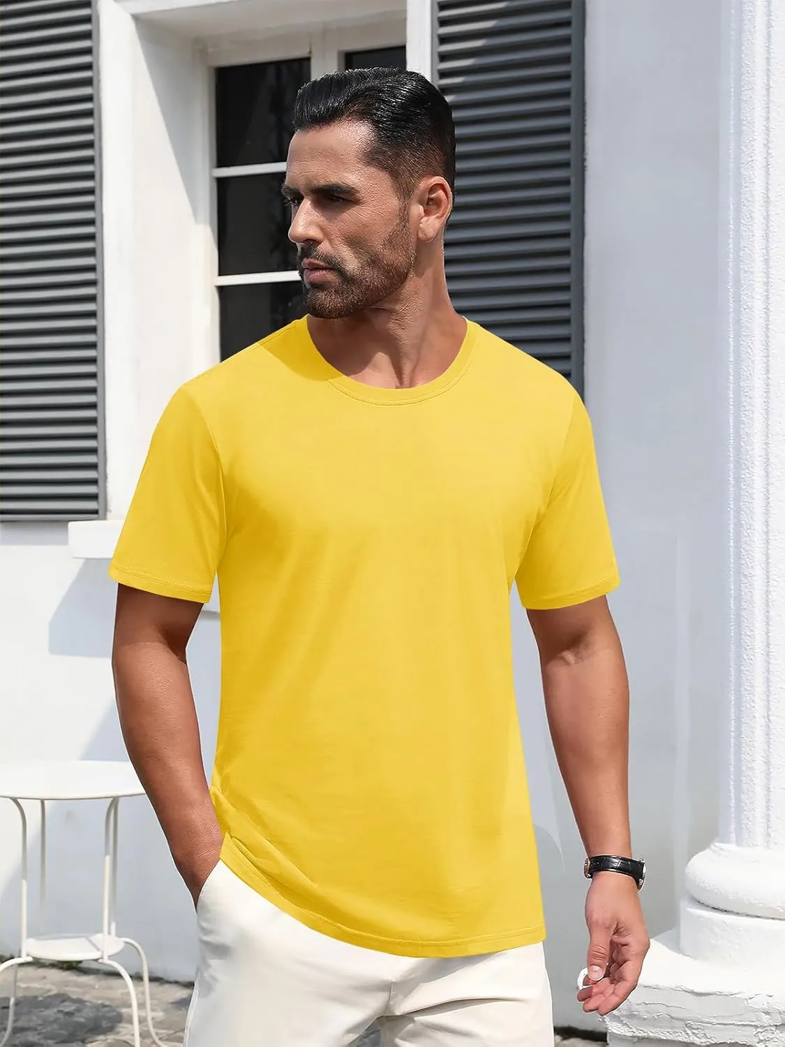 MAGNIVIT Men's Shirts Short Sleeve Cotton T-Shirt Crew Neck Light Tees Classic Basic Casual Tops Plain Soft Shirt
