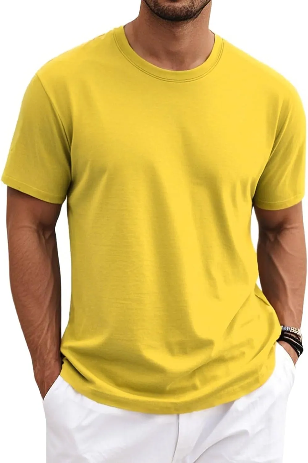 MAGNIVIT Men's Shirts Short Sleeve Cotton T-Shirt Crew Neck Light Tees Classic Basic Casual Tops Plain Soft Shirt
